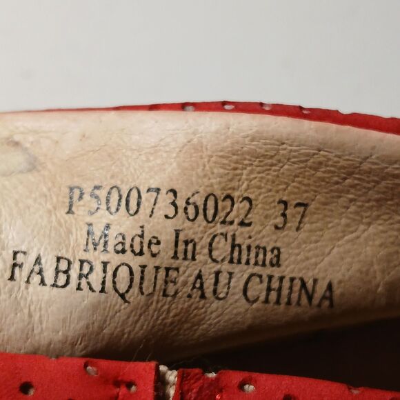 Fly London Women's Red Perforated Suede Leather Wedge Heels Sling Backs Size 37 - Picture 8 of 10